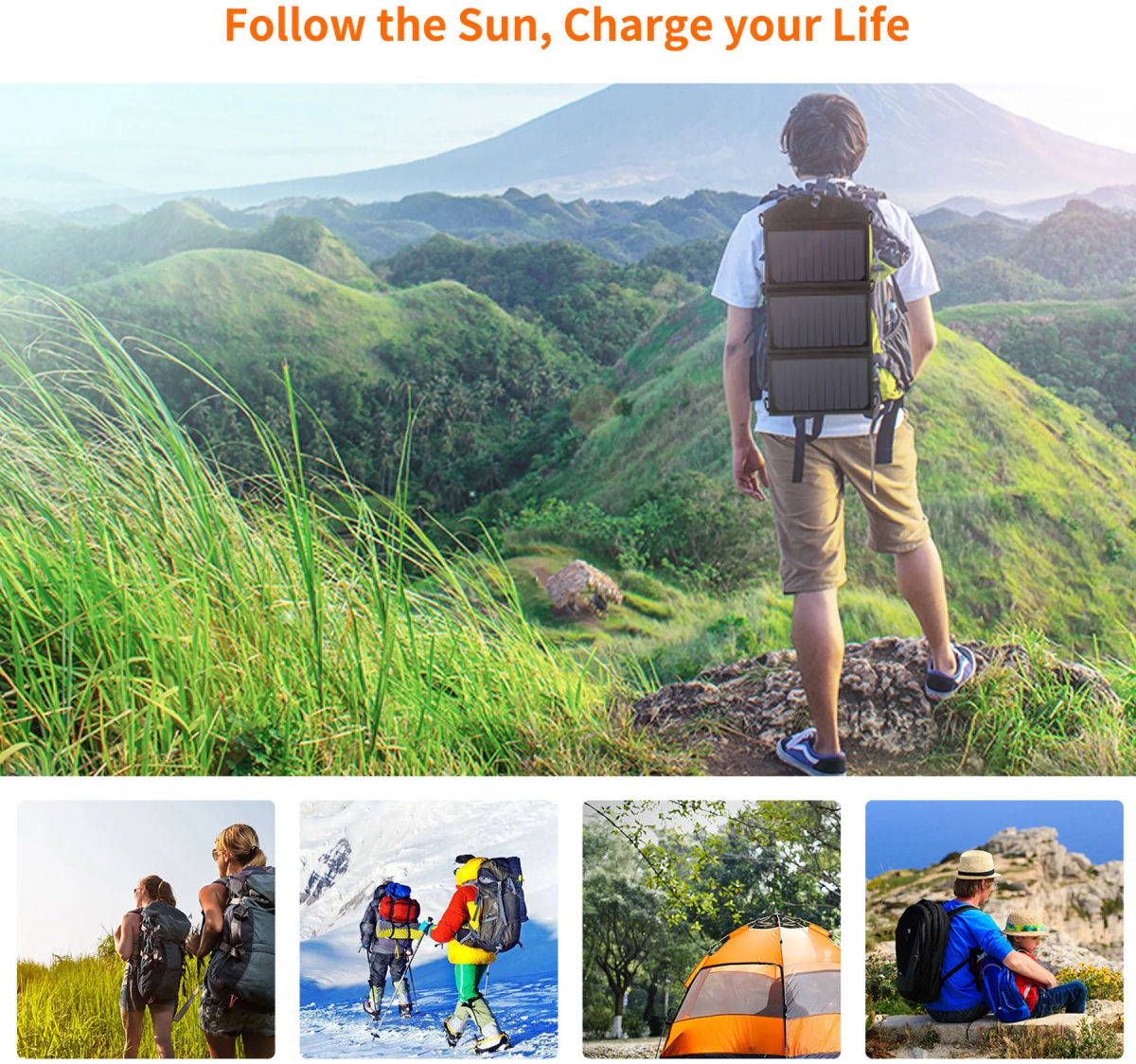 Choetech 19W Zonnepaneel USB-A Oplader Waterproof Solar Charger Grijs afbeelding 8