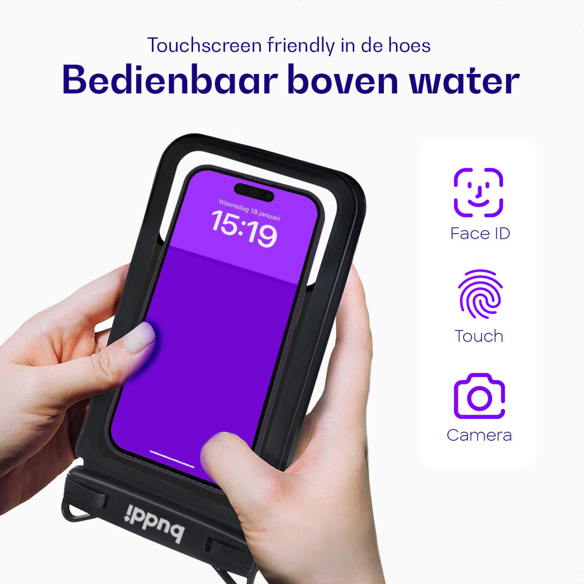 Buddi Drup Universeel Waterdicht Telefoon Hoesje met Koord Onderwater afbeelding 2