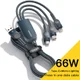 Essager 3-in-1 66W USB naar Lightning/USB-C/Micro USB Kabel 1.2M Blauw afbeelding 1