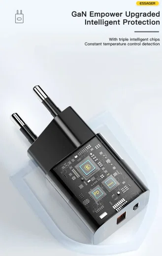 Essager Square Brick 33W GaN Snellader Power Delivery Adapter Zwart afbeelding 5