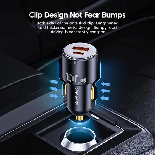 Essager Optimus Prime Auto Snellader 100W Fast Charge Autolader Zwart afbeelding 5