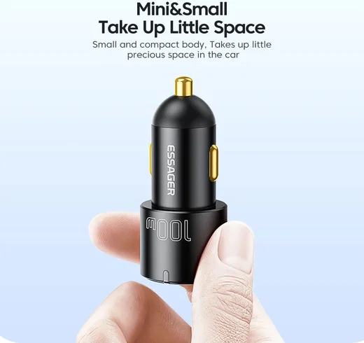 Essager Optimus Prime Auto Snellader 100W Fast Charge Autolader Zwart afbeelding 7