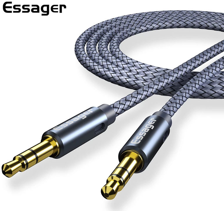 Essager AUX Kabel 3.5mm Jack naar 3.5mm Jack 1,2 Meter Nylon afbeelding 1