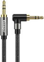 Essager 90° 3.5mm Jack Aux Kabel HiFi Audio met Haakse Hoek 1.5M Zwart