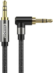 Essager 90° 3.5mm Jack Aux Kabel HiFi Audio met Haakse Hoek 1.5M Zwart afbeelding