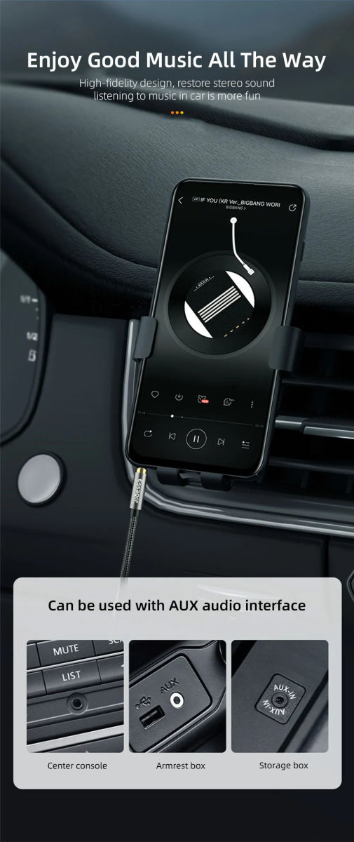 Essager 90° 3.5mm Jack Aux Kabel HiFi Audio met Haakse Hoek 1.5M Zwart afbeelding 5