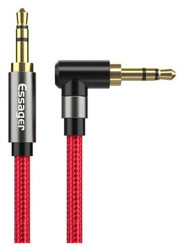 Essager 90° 3.5mm Jack Aux Kabel HiFi Audio met Haakse Hoek 1.5M Rood