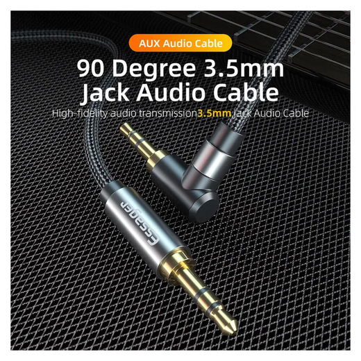 Essager 90° 3.5mm Jack Aux Kabel HiFi Audio met Haakse Hoek 1.5M Rood afbeelding 2