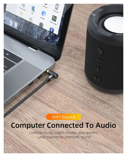 Essager 90° 3.5mm Jack Aux Kabel HiFi Audio met Haakse Hoek 1.5M Rood afbeelding 6