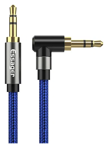 Essager 90° 3.5mm Jack Aux Kabel HiFi Audio met Haakse Hoek 1.5M Blauw afbeelding 1