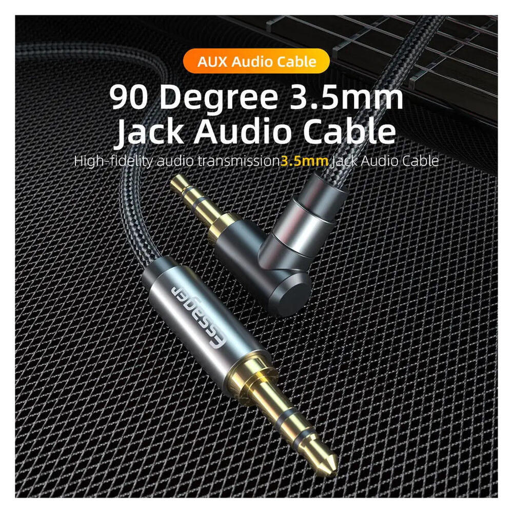 Essager 90° 3.5mm Jack Aux Kabel HiFi Audio met Haakse Hoek 1.5M Blauw afbeelding 2