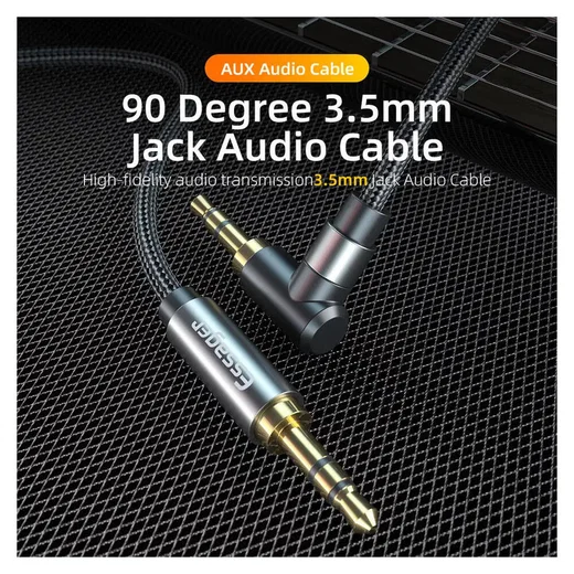 Essager 90° 3.5mm Jack Aux Kabel HiFi Audio met Haakse Hoek 1.5M Blauw afbeelding 2