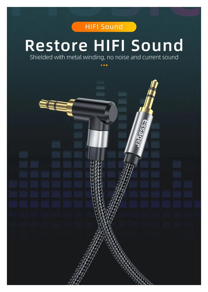 Essager 90° 3.5mm Jack Aux Kabel HiFi Audio met Haakse Hoek 1.5M Blauw afbeelding 7
