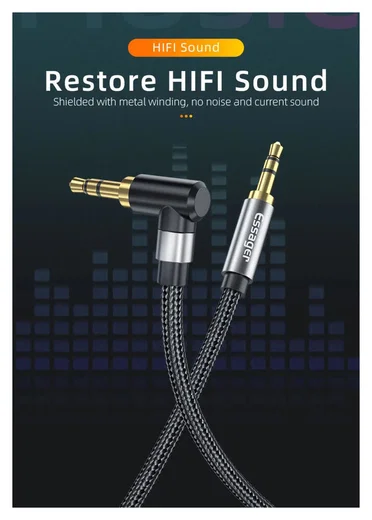 Essager 90° 3.5mm Jack Aux Kabel HiFi Audio met Haakse Hoek 1.5M Blauw afbeelding 7