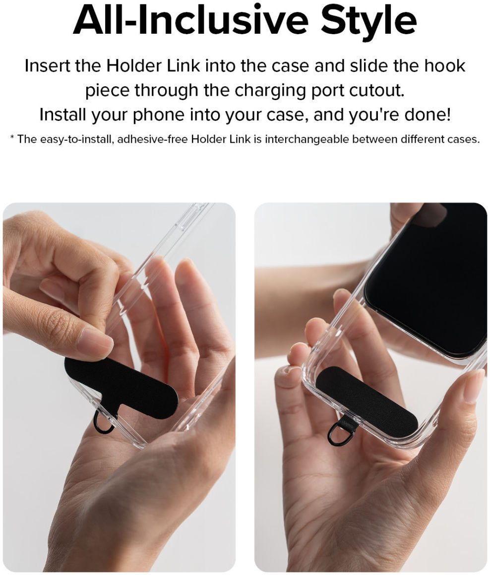 Ringke Holder Link Strap - Universeel Verstelbaar Telefoon Koord Zwart afbeelding 10