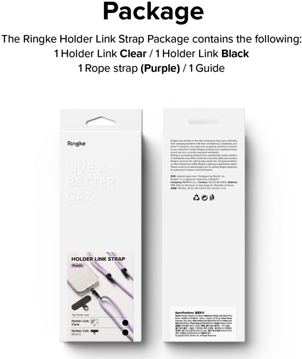 Ringke Holder Link Strap - Universeel Verstelbaar Telefoon Koord Zwart afbeelding 13