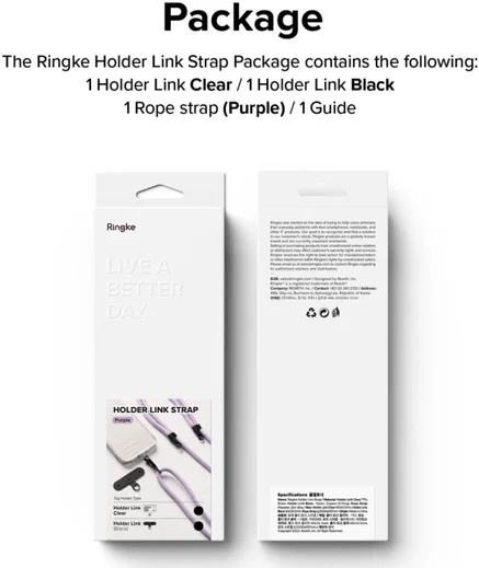 Ringke Holder Link Strap - Universeel Verstelbaar Telefoon Koord Zwart afbeelding 13