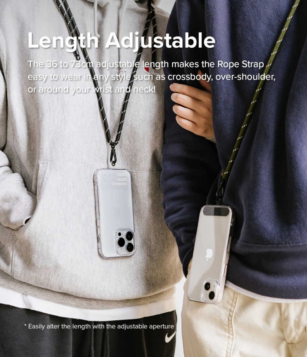 Ringke Holder Link Strap - Universeel Verstelbaar Telefoon Koord Zwart afbeelding 4