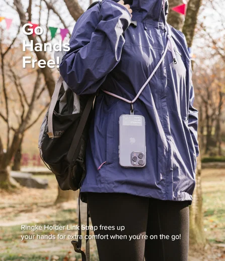 Ringke Holder Link Strap - Universeel Verstelbaar Telefoon Koord Zwart afbeelding 5