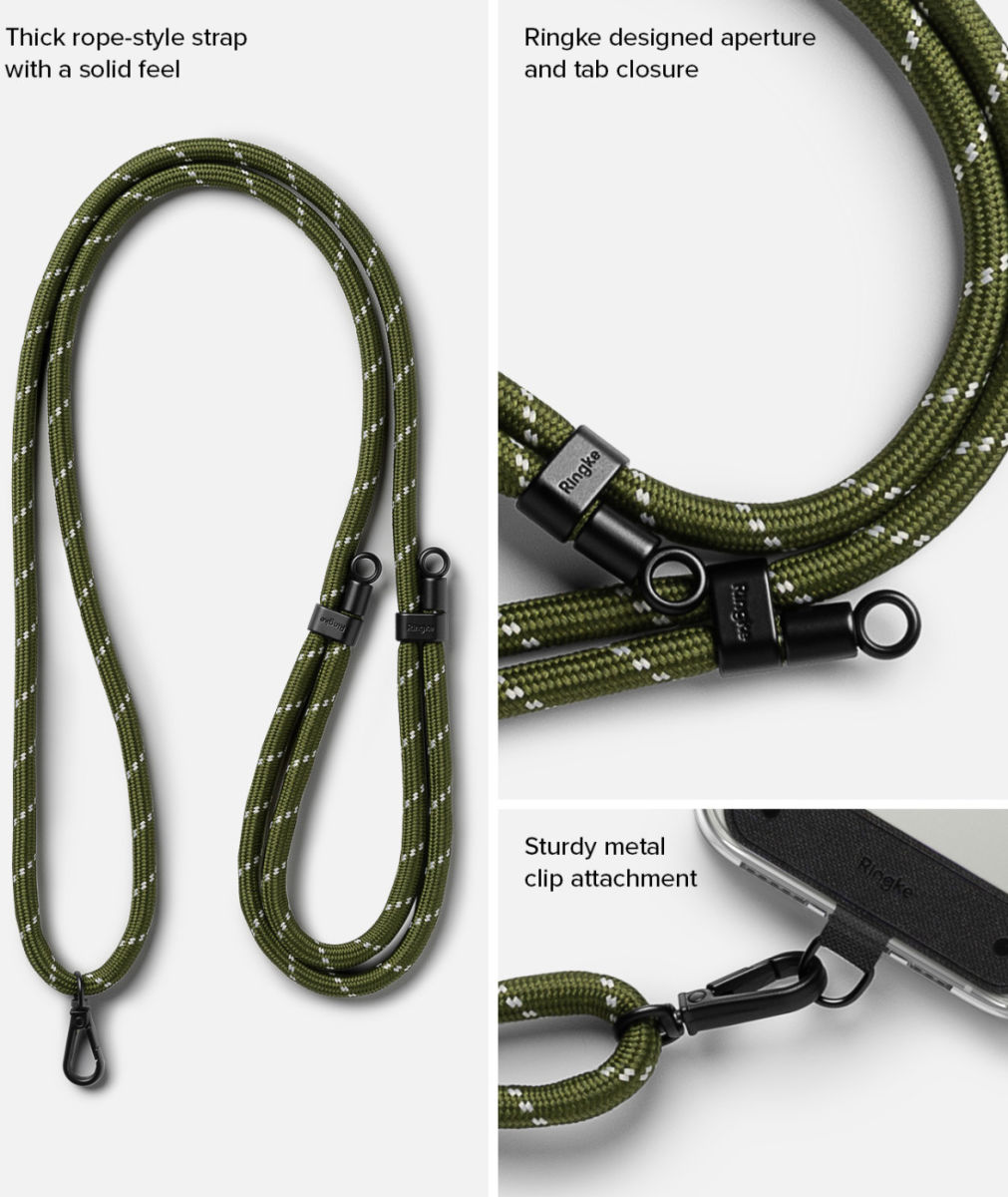 Ringke Holder Link Strap - Universeel Verstelbaar Telefoon Koord Khaki afbeelding 7