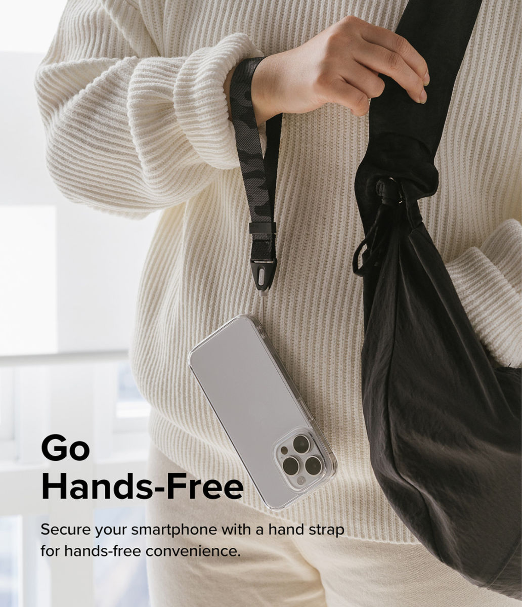Ringke Design Hand Strap - Polsbandje voor Smartphone Zwart afbeelding 2