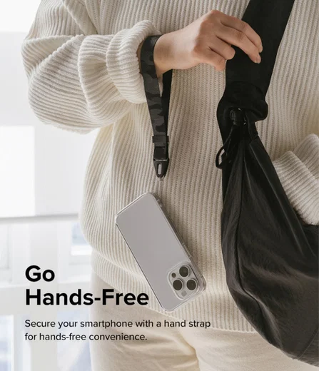Ringke Design Hand Strap - Polsbandje voor Smartphone Zwart afbeelding 2