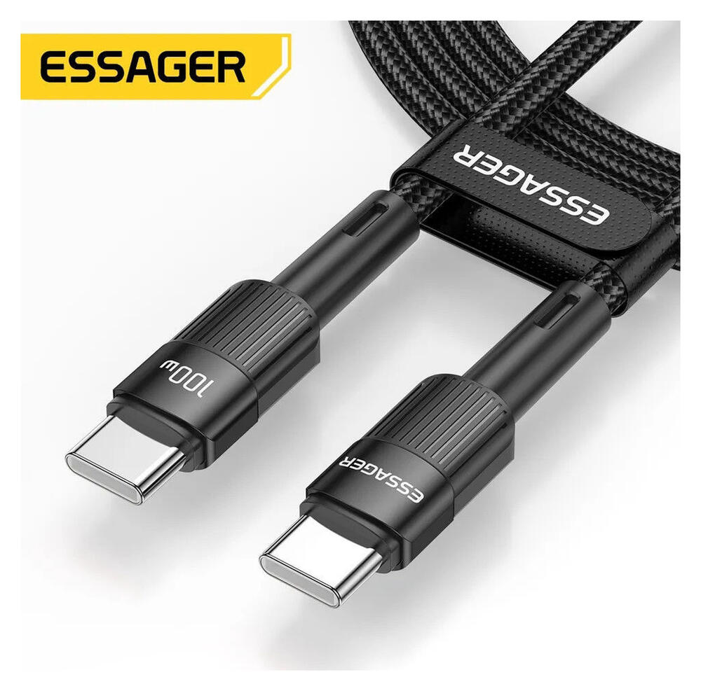 Essager Star 100W USB-C Snellaad Kabel PD 5A QC 4.0 0.5M Zwart afbeelding 2