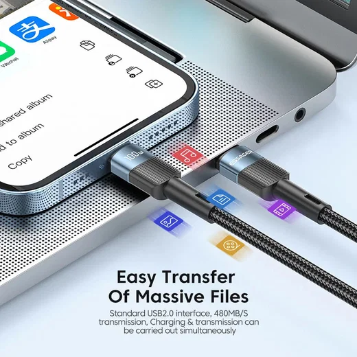 Essager Star 100W USB-C Snellaad Kabel PD 5A QC 4.0 2M Zwart afbeelding 4