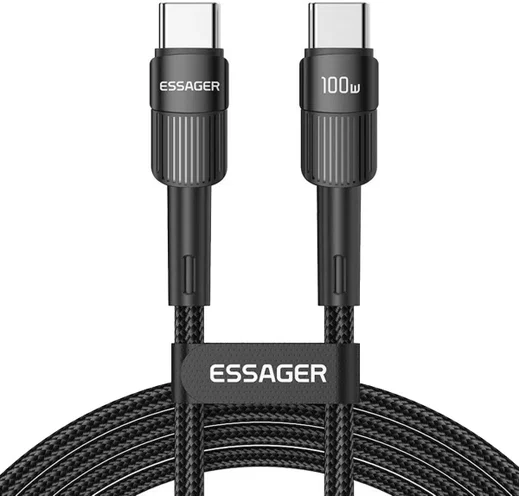 Essager Star 100W USB-C Snellaad Kabel PD 5A QC 4.0 2M Zwart afbeelding 9