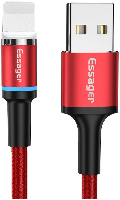 Essager 3A 180° Draaibare Magnetische USB naar Lightning Kabel 2M Rood afbeelding 1