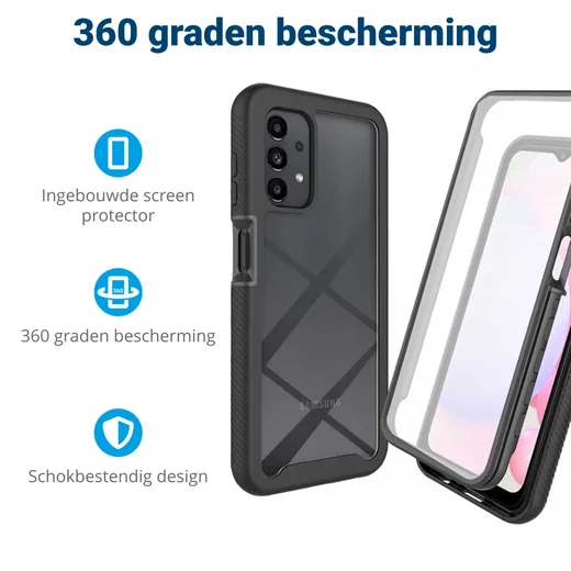 Samsung Galaxy A23 Hoesje Full Protect 360° Cover Hybride Zwart afbeelding 2