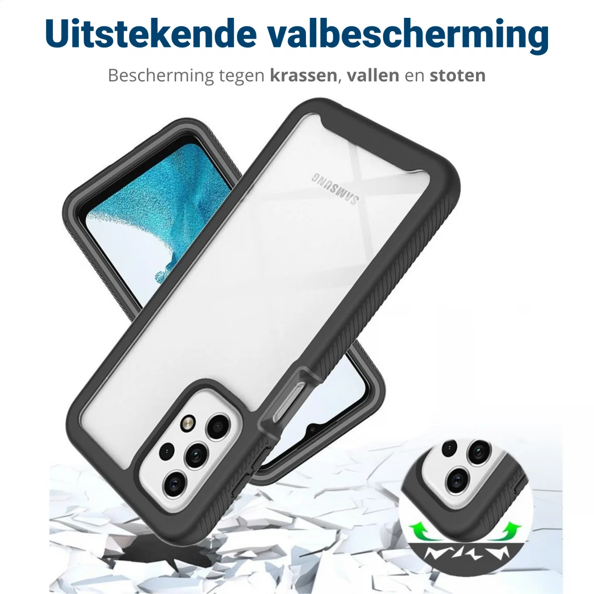 Samsung Galaxy A23 Hoesje Full Protect 360° Cover Hybride Zwart afbeelding 3