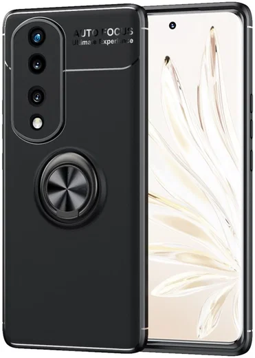 Honor 70 Hoesje met Magnetische Kickstand Ring Zwart afbeelding 1