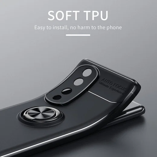 Honor 70 Hoesje met Magnetische Kickstand Ring Zwart afbeelding 4
