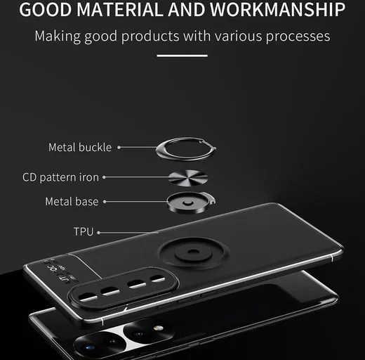 Honor 70 Hoesje met Magnetische Kickstand Ring Blauw afbeelding 2