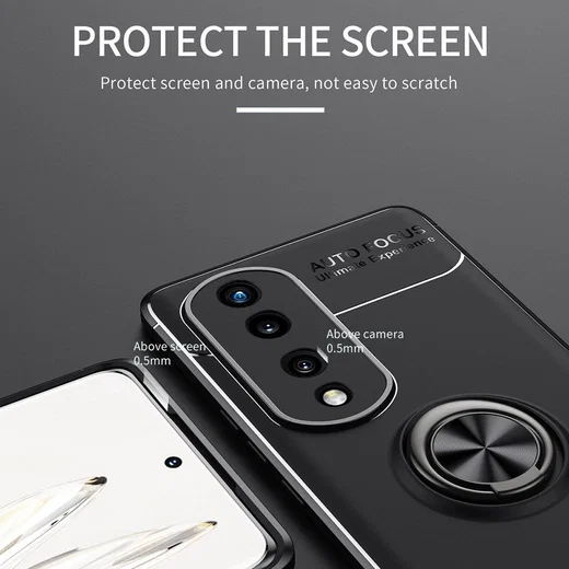 Honor 70 Hoesje met Magnetische Kickstand Ring Blauw afbeelding 5
