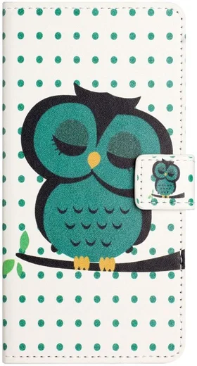 Samsung Galaxy A14 Hoesje Portemonnee Book Case Uilen Print afbeelding 1