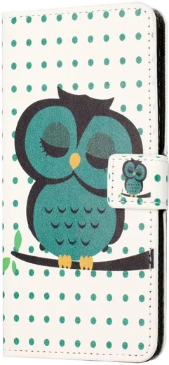 Samsung Galaxy A14 Hoesje Portemonnee Book Case Uilen Print afbeelding 3