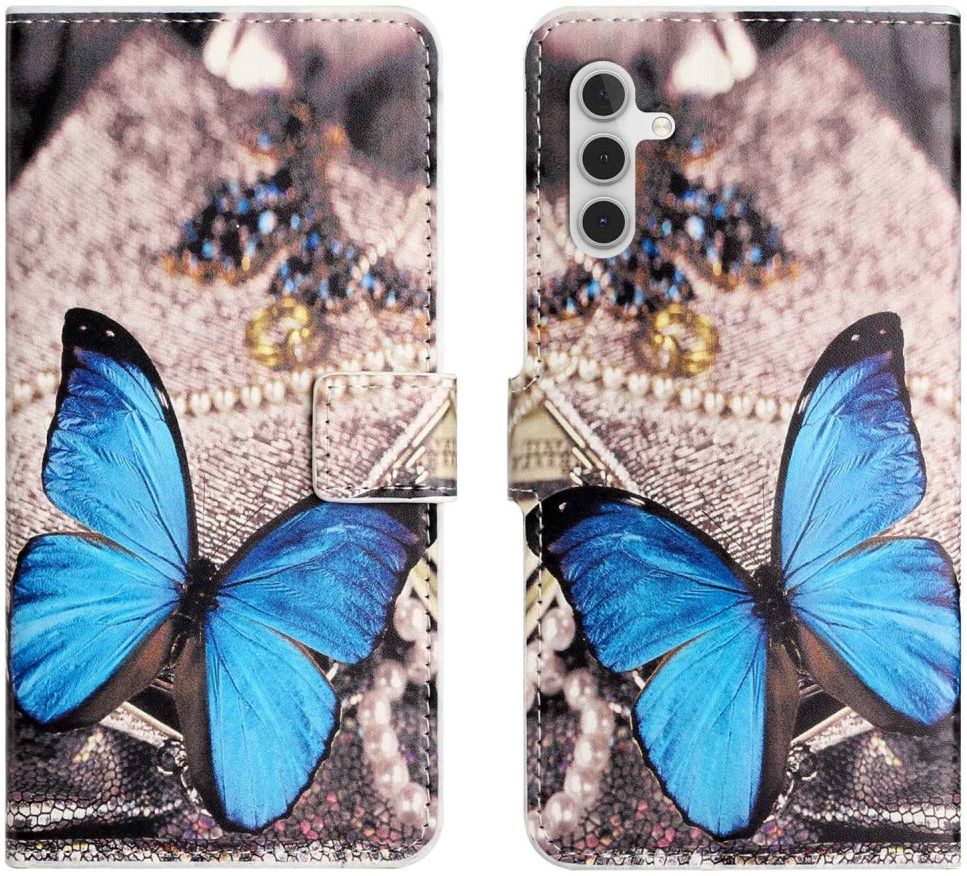 Samsung Galaxy A14 Hoesje Portemonnee Book Case Butterfly Print afbeelding 4