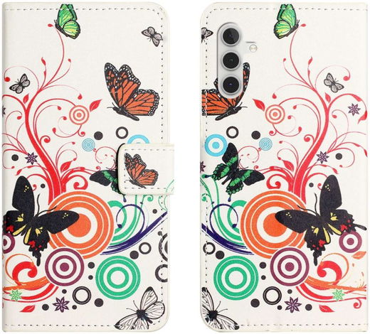 Samsung Galaxy A14 Hoesje Portemonnee Book Case Vlinder Print afbeelding 6