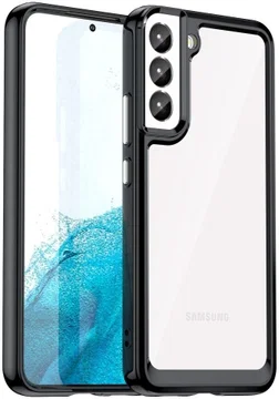 Samsung Galaxy S23 Plus Hoesje Hybride Back Cover Transparant Zwart