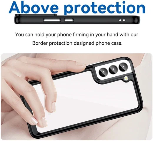Samsung Galaxy S23 Plus Hoesje Hybride Back Cover Transparant Zwart afbeelding 4