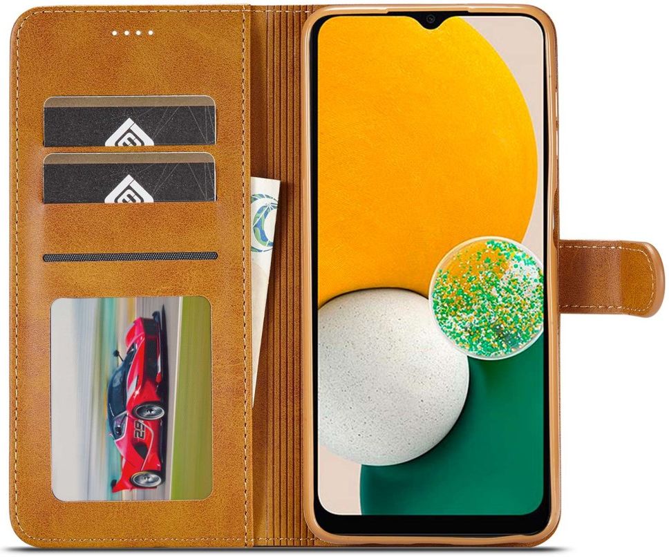 LC.IMEEKE Samsung Galaxy A14 Hoesje Portemonnee Book Case Bruin afbeelding 1