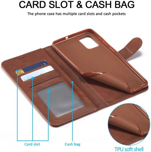 LC.IMEEKE Samsung Galaxy A14 Hoesje Portemonnee Book Case Bruin afbeelding 4