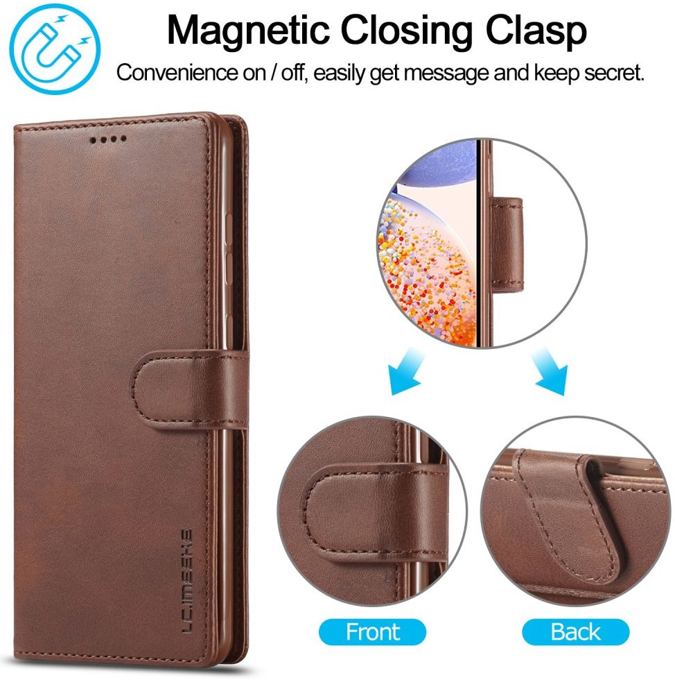 LC.IMEEKE Samsung Galaxy A14 Hoesje Portemonnee Book Case Bruin afbeelding 7
