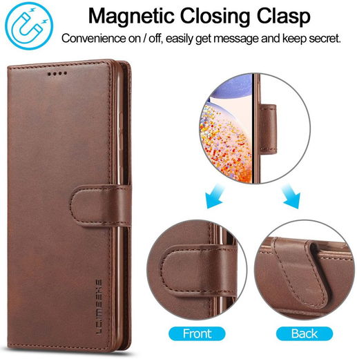 LC.IMEEKE Samsung Galaxy A14 Hoesje Portemonnee Book Case Bruin afbeelding 7