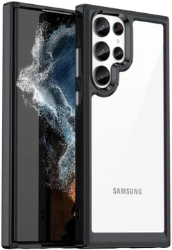 Samsung Galaxy S23 Ultra Hoesje Back Cover Transparant/Zwart