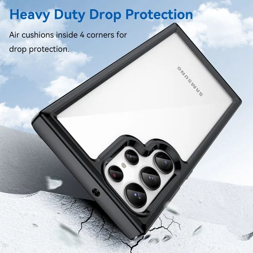 Samsung Galaxy S23 Ultra Hoesje Back Cover Transparant/Zwart afbeelding 3