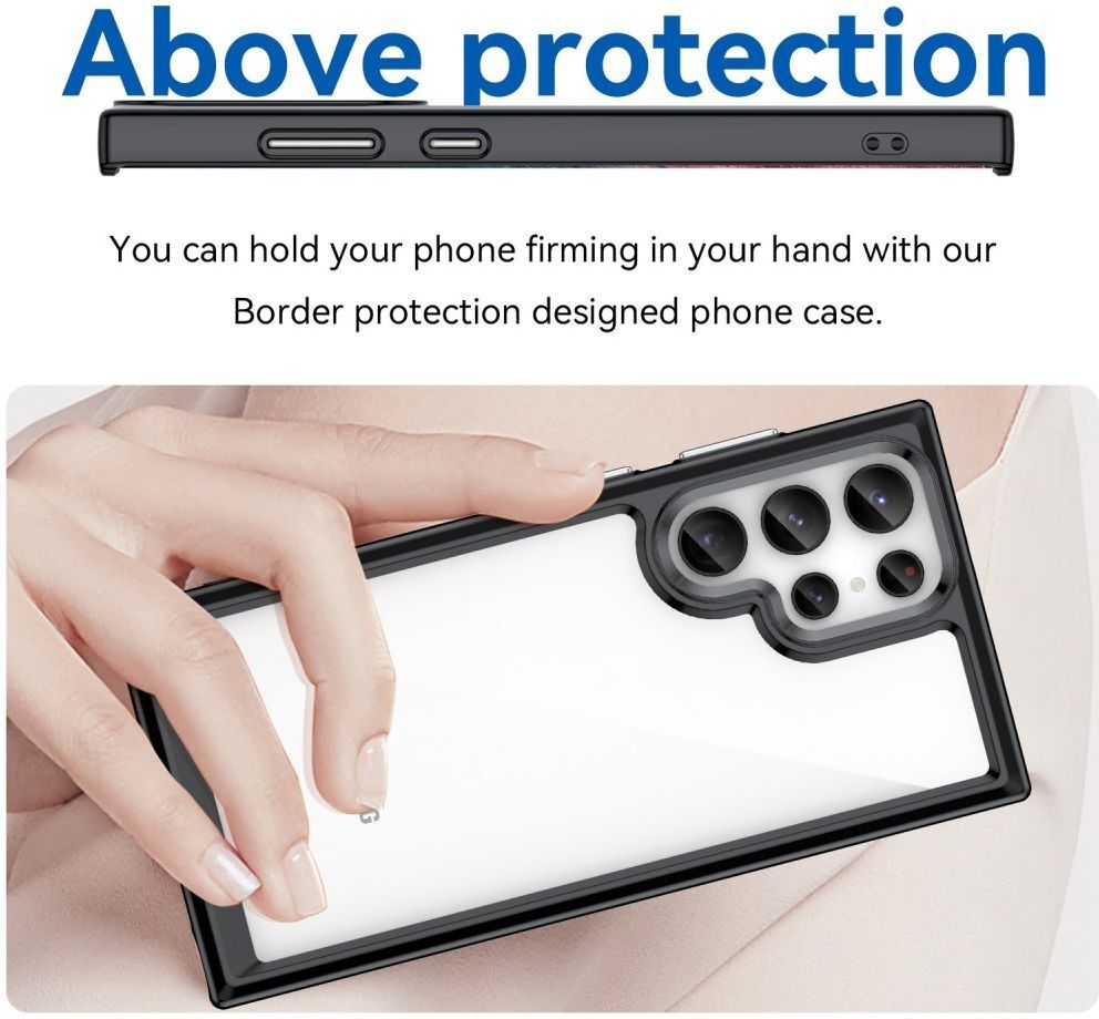 Samsung Galaxy S23 Ultra Hoesje Back Cover Transparant/Zwart afbeelding 4
