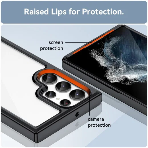 Samsung Galaxy S23 Ultra Hoesje Back Cover Transparant/Zwart afbeelding 6